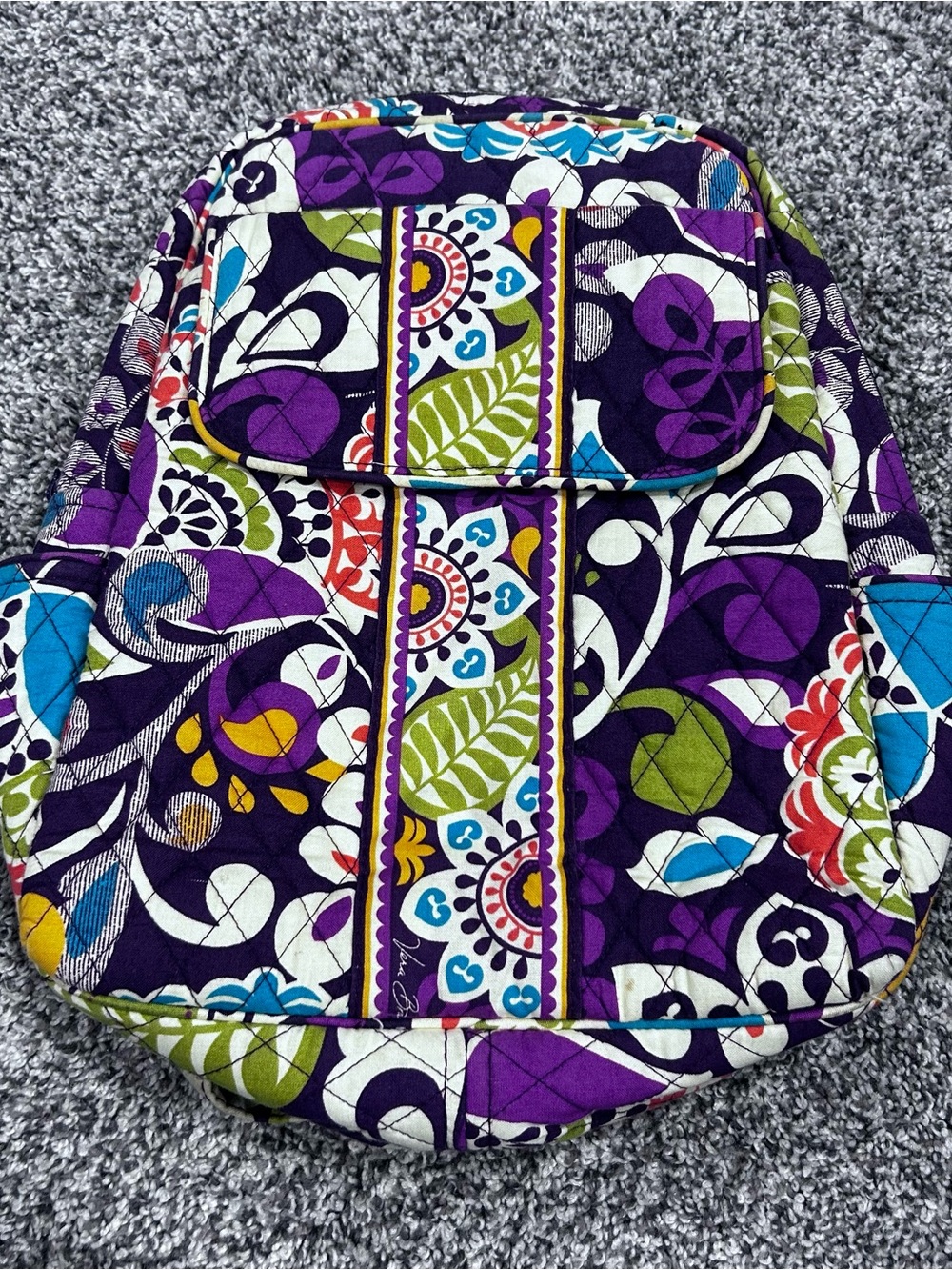 Vintage Vera Bradley Plum Crazy Backpack Bag Floral Colorful Adjustable EUC